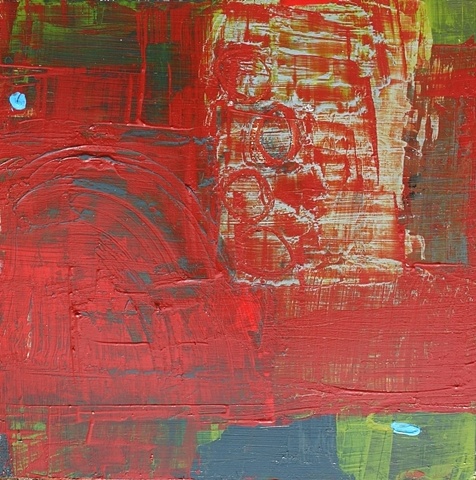 acrylic abstract painting on wood panel