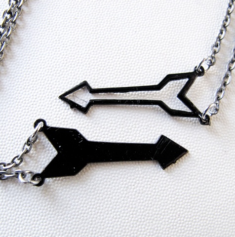 Double Arrows Friendship Necklaces (Black)