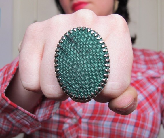 Forrest Green Silk Cocktail Ring
