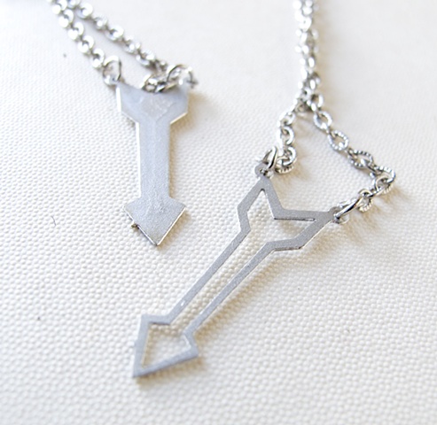 Double Arrows Friendship Necklaces (SIlver)