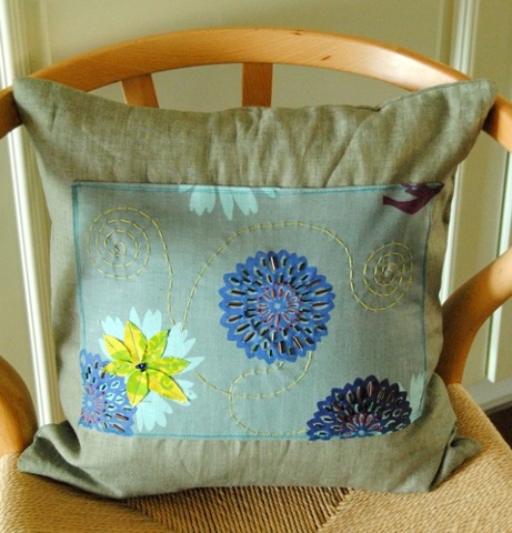 Blue flower pillow