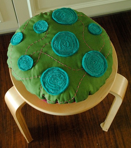 Blue spots sitting pillow