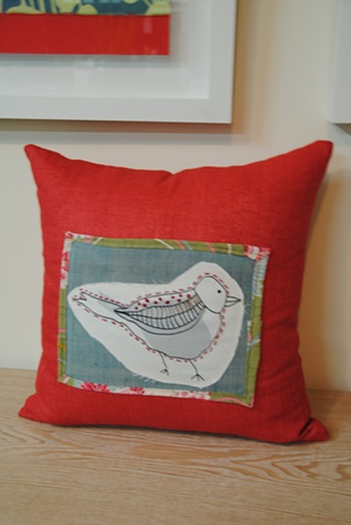 Pink bird pillow