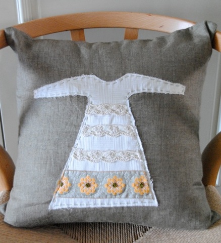 Green lace dress pillow