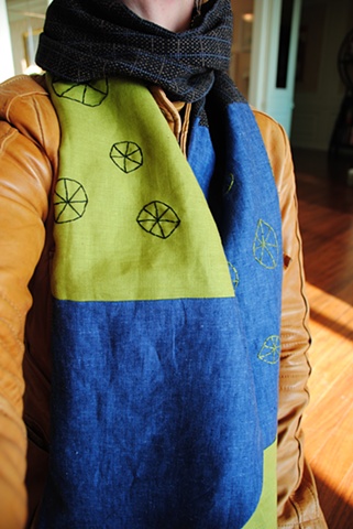 Linen embroidered scarf