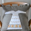 Green lace dress pillow
