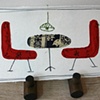 A table and 2 chairs