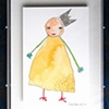 Yellow dress and a paper hat