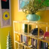 yellow roombox - detail, bookcase