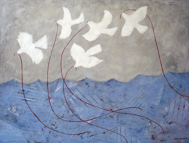 Birds with Red Ribbons