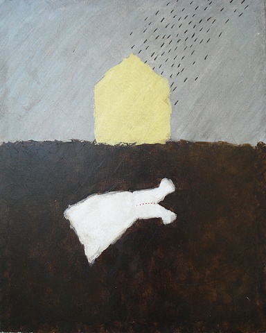 Yellow House with Rain