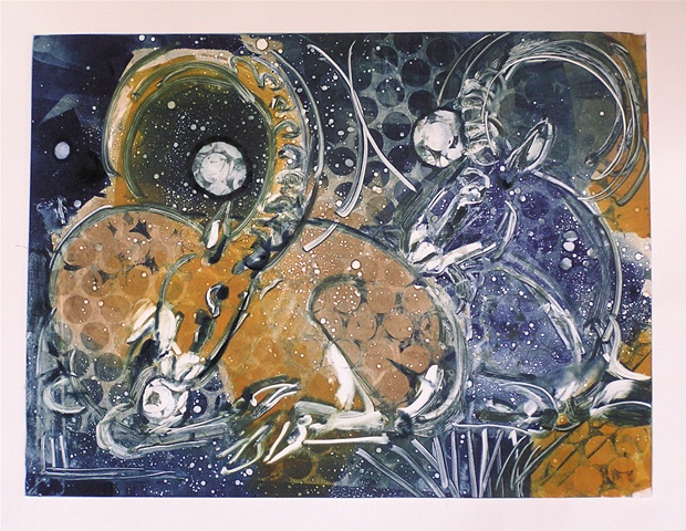 Two Nubian Ibex and Moons