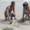 Atlantic City swimmers:  sand-castle philosopher