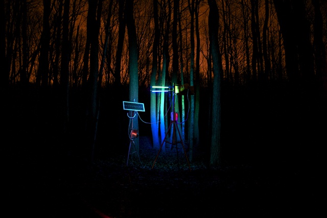 Off grid "sound to light circuit" that activates LEDs in sync to the recorded narration of Thoreau's Walden.