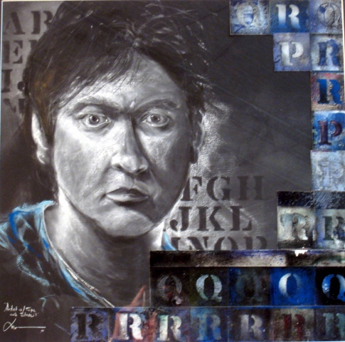 Self Portrait  - Artist W/Tape and Stencil