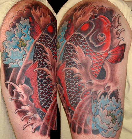 bicep koi with peonys