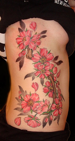 Cherry blossom branch on ribs