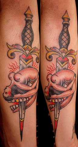 Skull lady and dagger