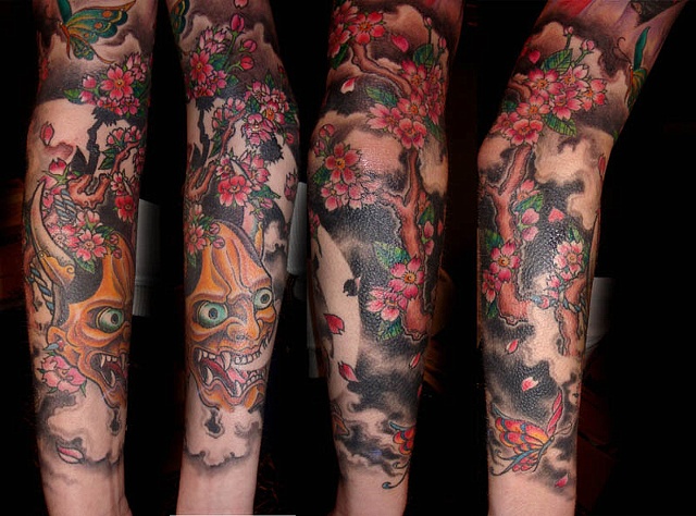 geisha tattoo designs. Black Cat Tattoos - Hannya/geisha sleeve close up