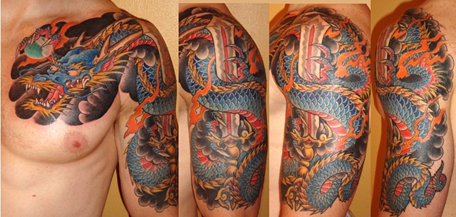 big blue dragon and sword