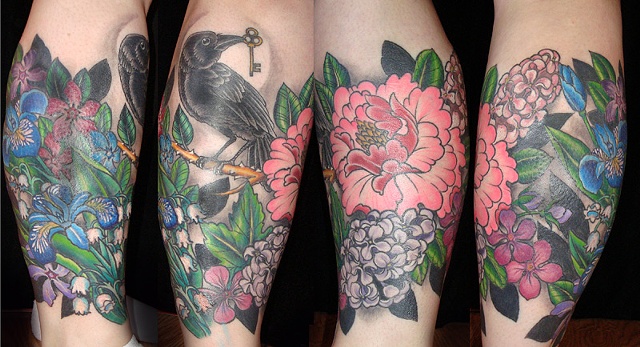 leg sleeve with crow.