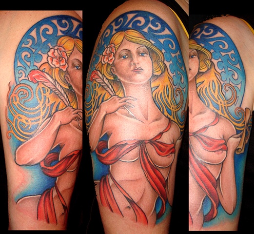 A Mucha-esque pin up