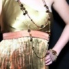 Antique Gold and Copper one-shoulder pleated cocktail dress with belt options