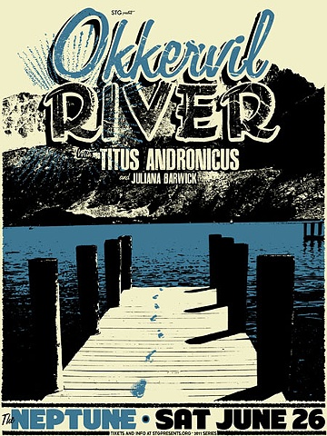Okkervil River silk screened poster neptune theater seattle