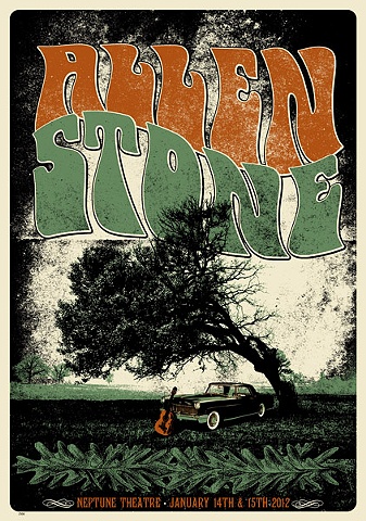 Allen Stone SIlk Screened Poster Neptune Theatre Seattle Jan 14th & 15th 2012