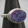 Sterling and Plum Druzy Ring