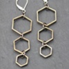 Brass and Sterling triple Hex Earrings