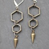 Brass & Sterling Spiky Hex Earrings
