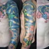 snake & flowers tattoo sleeve