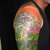 Chameleon sleeve tattoo cover up