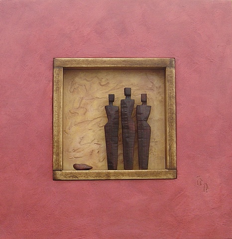 Three Figures with Stone