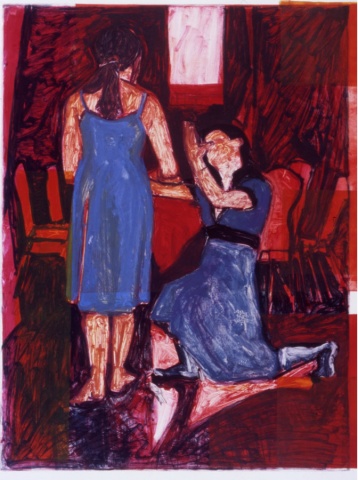 monotype print, figurative, narrative