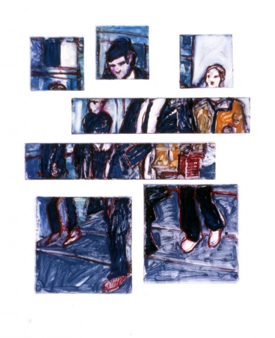 monotype print, multiple images, figurative, narrative