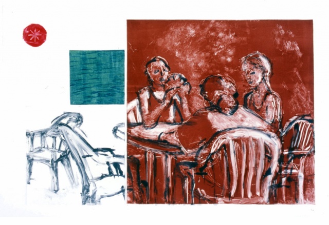monotype print, multiple images, figurative, narrative