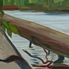 Rock and Fallen Tree by Lake