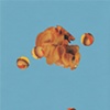 paper lure (orange ruffle and spheres on medium blue)