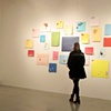 paper lures installation in the copy/paste show at the IU SoFA Gallery.