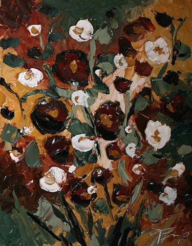 Impasto Palette Knife Floral Painting by American Artist Trisha Lamoreaux