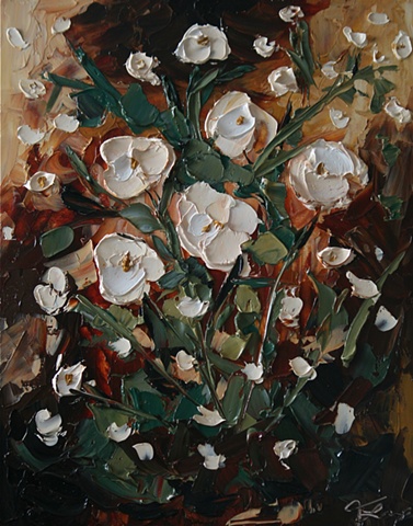 Impasto Palette Knife Floral Painting by American Artist Trisha Lamoreaux
