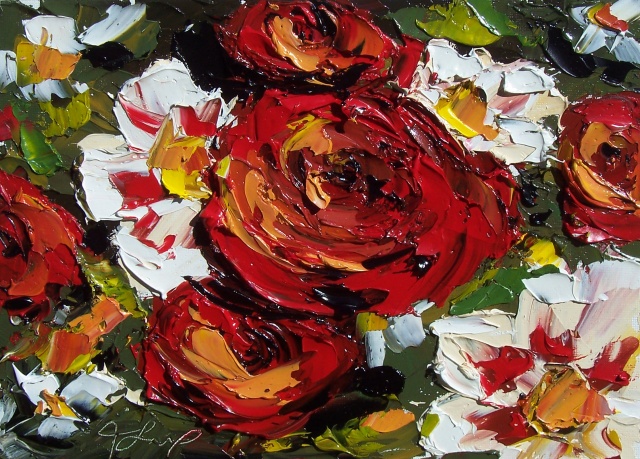 Floral II - Scarlet and White