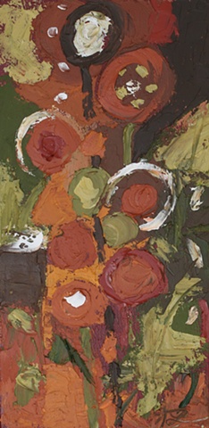 Abstract Impasto Palette Knife Wild Flower Painting by American Artist Trisha Lamoreaux