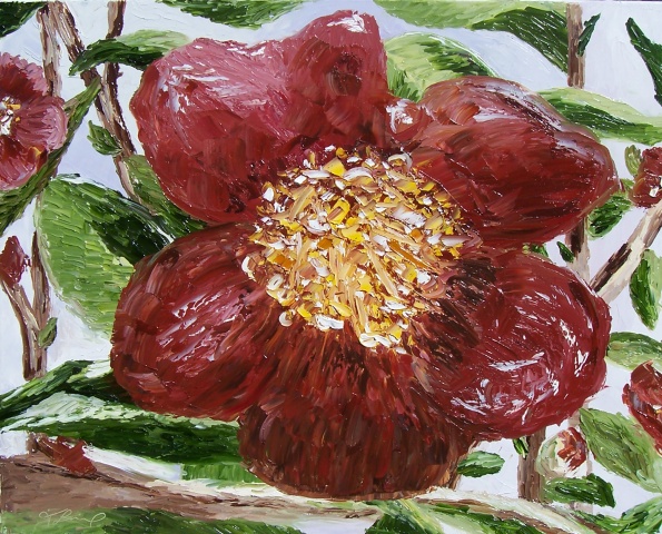 Impasto Palette Knife Floral Painting by American Artist Trisha Lamoreaux
