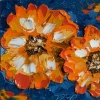 Floral IV - Orange and Blue