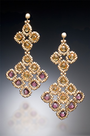 Citrine and Garnet Chandelier Earrings