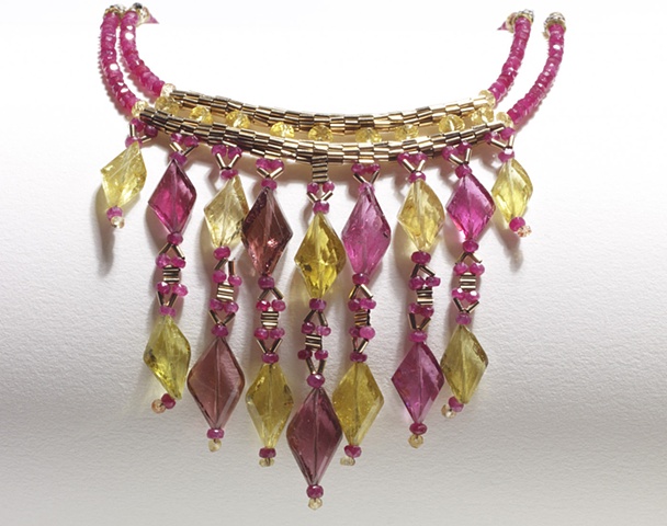 Pink and Yellow Dangle Neckpiece