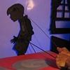 Backstage with Little Jojo shadow puppet